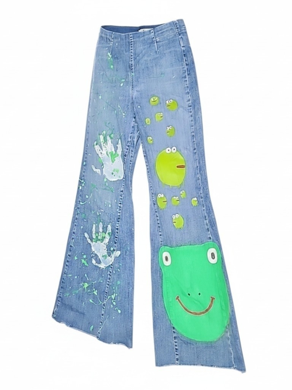 FREE PEOPLE Wearable Art Jeans | Size 29 | Pull-On Stretch Denim | One of a Kind - Picture 2 of 9